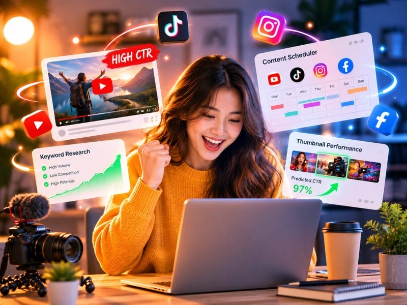 VidRankr all-in-one YouTube ranking tool and multi-platform content dashboard for creators